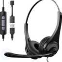 USB Headset with Microphone, Wired Headset for Laptop/PC with Noise Cancelling Mic, Stereo Headphones with in-Line Volume Control for Work, Office, Teams, Zoom, Skype, Online Class