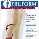 Truform 30-40 mmHg Compression Stockings for Men and Women, Thigh High Length, Dot-Top, Open Toe, Black, Medium