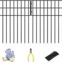 17in (H) x 27ft (L) Garden Fence Animal Barrier, 25 Panels Decorative Garden Fence Border, No Dig Garden Fence Panels, 1.3in Gap Rustproof Metal Stakes, Ground Defense Border Fence for Outdoor, Yard