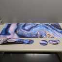 4-in-1 Large Gaming Mouse Pad, Keyboard Wrist Rest Pad & Wrist Support Mousepad Set, Extended Desk Pad Waterproof Desk Mat for Home Office Study Game - Purple Marble