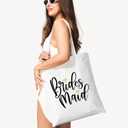 Bridesmaid Tote Bag, Wedding Party Gift with 'Bridesmaid' Print, Cute Canvas Shopper for Bridal Squad, Reusable Essentials Bag for Bachelorette Parties & Wedding Day. (069)