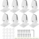 PATIKIL 2.8x1.7x3.6" Desk Divider Support Clamp, 8 Pcs Aluminum Desk Shield Clamp Desk Divider Partition Clamp Sneeze Guard Clamp Bracket for Office Home Desk Panel, Matte White