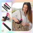 Geelin 2 Set Pink Green Large Folding Fan with Holster for Line Dancing Rave Clack Handheld Fan Holder Sleeves with Waist Belt Rave Accessories for Party Dance Disco Queues Holiday Party