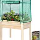 Elevated Wood Gardening Bed with Green House Cover - 36L x24W x 66H - Backyard Expressions