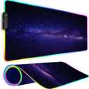 RGB Gaming Mouse Pad, Large Mousepad with Led Light, Gaming Accessories Keyboard Pad for Desk, Non-Slip Rubber Base Big Mouse Mat for Gamer, 31.5 X 11.8 Inch, Black Gold Mountain (09 Purple Space)