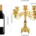 5-Candle Candelabra Metal Candlestick Holder Decoration for Weddings, Churches, Halloween, Christmas, Birthday Party (A-Gold)
