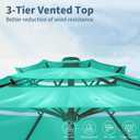 9FT 3 Tiers Patio Umbrella With Auto Tilt And Crank, Outdoor Table Market Umbrella with 8 Sturdy Ribs for Garden, Lawn, Deck, Backyard and Pool