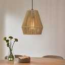 ELYONA Woven Pendant Lights, 7 Rustic Rattan Hanging Lamp Adjustable Handwoven Basket Shade, Boho Pendant Light Fixtures for Kitchen Island, Dining Room, Bedroom, Farmhouse Bar, Foyer Hallway, Brown