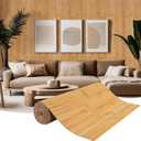 Natural Bamboo Wall Panel for Interior Wall Decor, Pole Wrap Wainscoting Interior Wall Cladding Panel for Kitchen Island, Bedroom, Living Room Office,Decor(48" H x 96" L, Light-Carbonized)