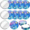 12Pcs Colourful Disco Ball Compact Mirror, Round Disco Makeup Mirror for Women Gift Party Supplies
