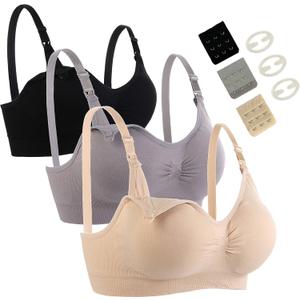 Seitop 3 Pack Nursing Bra for Woman, Seamless Breastfeeding Bras (X-Large, G1)