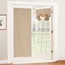 RYB HOME 100% Blackout Patio Door Large Glass Window Curtains, Linen Textured Blend Insulating Privacy Tie Up Shades Living Room French Door Blinds, W 26 x L 80 inches, Camel, 1 Pc