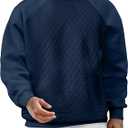 JMIERR Men's 2025 Casual Crewneck Dress Sweatshirts Pullover Fall Fleece Diamond Texture Warm Winter Comfy Long Sleeve, S, Blue