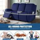 TAOCOCO Recliner Sofa Slipcover, 3 Pieces Polyester Fabric Stretch Sofa Covers for 3 Seat Reclining Couch, Soft Washable Furniture Protector with Pockets (3 Seat, Dark Blue)