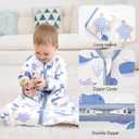 FIEMOL Baby Sleep Sack 12-18 Months, Long Sleeve Baby Wearable Blanket 0.5 Tog with Mittens, 2-Way Zipper Toddler Cotton Sleeping Sack for Boy and Girl Blue Whale 2 Pack(Large)