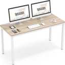 Teraves Computer Desk/Dining Table Office Desk Sturdy Writing Workstation for Home Office (47.24, Beige + White Frame)