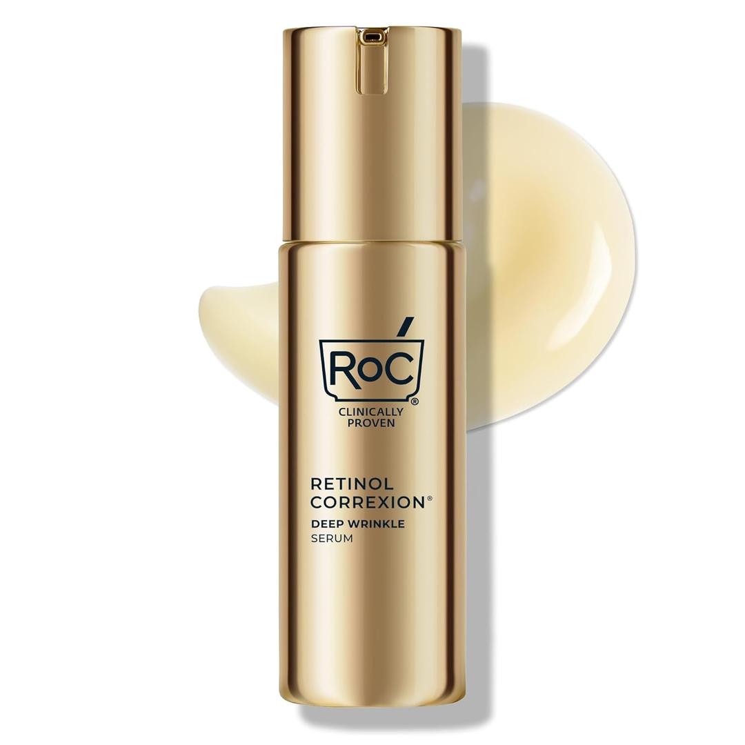 RoC Retinol Correxion Deep Wrinkle Retinol Face Serum with Ascorbic Acid, Anti-Aging Treatment for Fine Lines, Dark Spots, Post Acne Scars, 1 Oz 