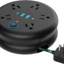 Retractable Travel Power Strip: 10 ft Extension Cord Portable Powerstrip with 5 Outlet 2 Smart USB Port 2 USB C for Travel Cruise Ship Beach Vacation