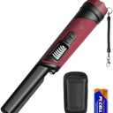DR.ÖTEK Metal Detector Pinpointer for Adults & Kids, IP68 Fully Waterproof underwater metal detector wand Handheld Pin Pointer with LCD Screen & LED Light, 360°High Sensitivity Accuracy Detection, Red