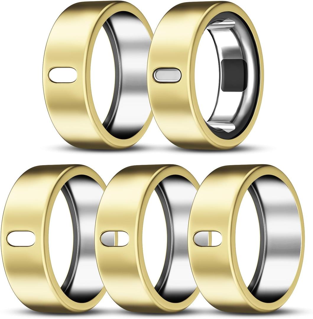 5 Pack Cover Compatible with Oura Ring Gen 4/Oura Ring Gen 3/3 Horizon, Surport Charging with Cover on, Anti-Scratch TPU Protector for Women Men (Gold*5, Size 8)