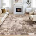 kakania Abstract 8x11 Area Rugs for Living Room: Washable Rugs Brown | Soft, Non-Slip, Low-Pile, Pet & Kid Friendly - Large Modern Home Decor Carpet for Bedroom/Dining Room/Office/Nursery