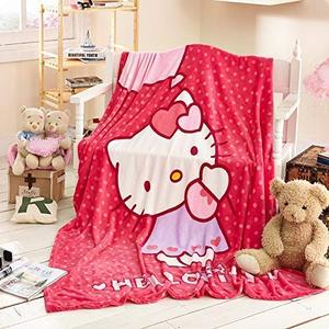 Kala Kurti Collection Cartoon Hallo Kitty & Doraemon Baby Blanket Sherpa Blankets Throw Plush Flannel Kids Fleece Blanket Throw on The Bed/Sofa/Car/Travel Size 100 * 140cm (Pink)