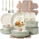 CAROTE 25 Pcs Pots and Pans Set Non Stick, Cookware Sets, Kitchen Set, Oven/Dishwasher/Fridge Safe, Space Saving Pots Set, Nonstick Set with Versatile Detachable Handle, Induction RV Set, Green