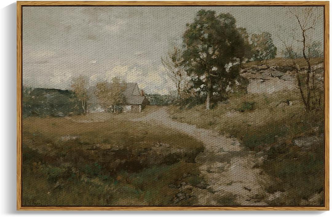 InSimSea Framed Canvas Wall Art, Vintage Countryside Landscape Farmhouse Decor, Wall Art for Living Room, French Country Decor, 24"x36" (36L" x 24W", Road)