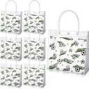 Lyksgir 24 Pcs Soccer Gift Bags Bulk, Soccer Clear Goodie Bag with Handles, Sport Party Favor Bag, PVC Reusable Sport Themed Treat Bags for Team Snack Birthday Gifts, 8x8x3.15''