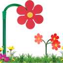 2 x Crazy Daisy Sprinkler Crazy Dancing Flower Water Sprinklers Funny Sun Flower Dancing Daisy Lawn Sprinkler for Yard Watering Dogs Playing Red Garden Sprinklers