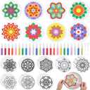 48 Pcs Sand Painting Mandala Coloring Craft Kits Mandala Sand Art Kits Pictures with 24 Sands Options Creative Home Rangoli Diwali Christmas Festival Party Favors Sessions