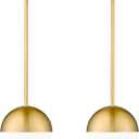 LMS 2-Pack Brushed Gold Pendant Lights, Modern Pendant Light with Milky Globe Glass Shade, Adjustable Hanging Lighting Rod for Kitchen Island Dining Room Bedroom, LMS-186BG2PK