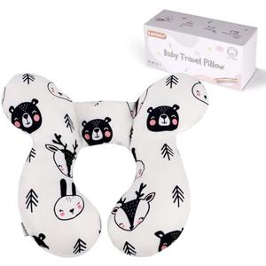 KAKIBLIN Baby Travel Pillow, Pillow for Head and Neck, Upgraded Baby Neck Support Pillow for Car Seat,Pushchair,Travel (Bear)