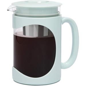 Primula Burke Deluxe Cold Brew Iced Coffee Maker, Comfort Grip Handle, Durable Glass Carafe, Removable Mesh Filter, Perfect 6 Cup Size, Dishwasher Safe, 1.6 qt, Aqua