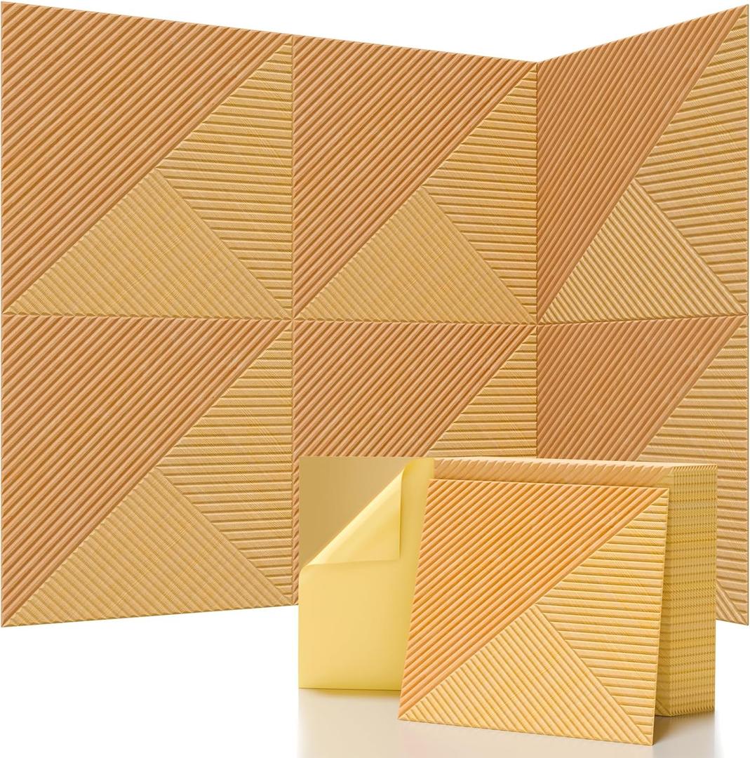 6 Pack Peel and Stick Acoustic Wall Panels, 72"×48 Coverage