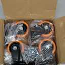 3 Inch Caster Wheels, Casters Set of 4 Heavy Duty, Orange Polyurethane (PU) Casters, Industrial Swivel Top Plate Castor Wheels for Workbench/Furniture/Cart (Pack of 4)