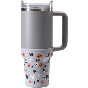 2 x Halloween Boot for Stanley, Silicone Protector Sleeve for Stanley Quencher H2.0 FlowState Tumbler 20oz/20oz/30oz/Stanley Adventure Quencher Tumbler 24oz Cup Accessories (Gray)