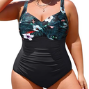 Yonique Women Plus Size One Piece Swimsuits Tummy Control Bathing Suits Twist Front Ruched Swimwear(16W)