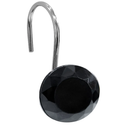 Gibelle Shower Curtain Hooks, Diamond Shaped Shower Curtain Rings Hooks for Bathroom Curtains Rod, Acrylic Decorative Rhinestones Bling Rolling Bathroom Accessories Set of 12, Black