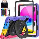 ROISKIN Case for iPad (A16) 11th Generation 11 Inch 2025, iPad 10th Generation Case 10.9" for Kids with Screen Protector,360 Kickstand & Handle,Shoulder Strap,Heavy Duty Military Grade Drop Protection