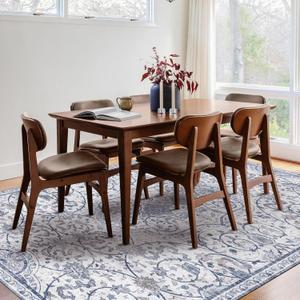 Area Floor Mat for Under Dining Table, 4'x6' Waterproof Vintage Print PVC Floor Rug for Bedroom Kitchen, Stain Resistant Non-Slip Rug for Living Room, Easy Clean Desk Chair Mat for Home Office Decor (Floral)