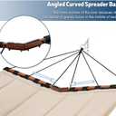 TegerDeger 12FT 2 Person Hammock with V Shaped Hardwood Spreader Bar & Nylon Rope for Outside, Patio, Garden, Backyard, Beach, Poolside, 450LB Capacity, 55in x 79in - Beige