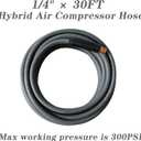 Air Hose 1/4 in x 30 ft, Hybrid Air Compressor Hose Kit with 1/4 in NPT Male Threads, 13 Piece Air Tool & Air Compressor Accessories Kit, Bend Restrictors, 300 PSI (Grey, 30FT-13 Pieces)