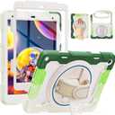 for iPad 9th 8th 7th Generation Case iPad 10.2 inch with HD Screen Protector, 360 Rotating Kickstand/Hand Strap, Shoulder Strap, Heavy Duty Military Grade - Kids Friendly (Green)