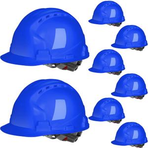 Leumoi 8 Pieces 4 Pt. Suspension Hard Hat Bulk Safety Helmets Adjustable Ratchet Hard Hats with Vents and Cotton Brow Pad ABS Construction Hardhats for Men Work Head Protection Supplies, 52 cm/20.5 inches-63 cm/25"