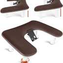 JODSONE U-Shaped Brown Arm Rest for Nails Tech with Rotating 360Built-In Phone Holder and Adjustable Nail Arm Rest Detachable Manicure Hand Rest for Salon Design