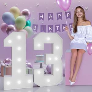 Number 13 Marquee Numbers 3 Feet Tall, 13th Birthday Decorations for Girls Boys, 13 Light Up Number for Party Large 13 Light Up Sign for Birthday Anniversary Decor