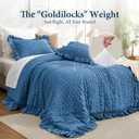 JOLLYVOGUE Teal Twin Size Comforter Set, 2 Pieces Seersucker Lightweight Fluffy Bedding Set, Twin Ruffle Comforter, All Season Soft Microfiber Shabby Chic Bed Set