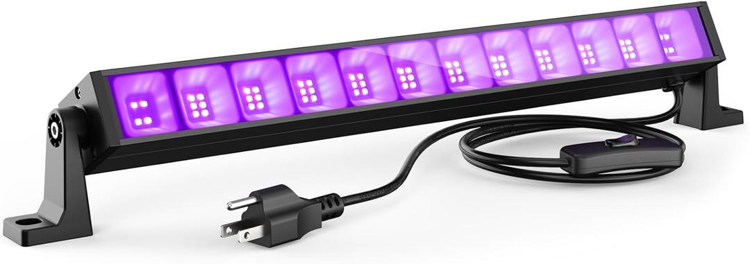 40W LED Black Light Bar for Glow Party, Blacklight with Plug &Switch, Each Light Up 484 Sq.ft Area, Glow Light for Halloween,Fluorescent Body Paint, Stage Lighting