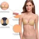 Wingslove Adhesive Bra Reusable Strapless Self Silicone Push-up Invisible Sticky Bras for Backless Dress (Beige, S)